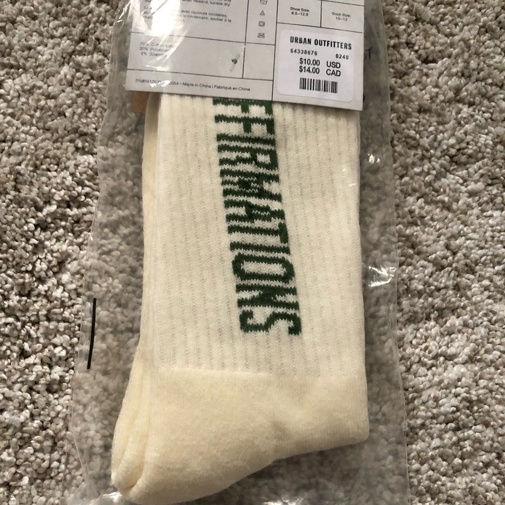 New Urban Outfitters daily affirmation men crew Socks, one size, 78% cotton